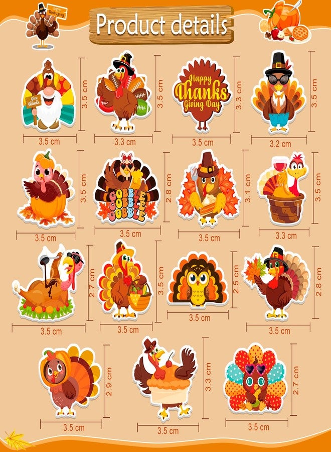 هواف ملصقات إسفنجية على شكل ديك رومي لعيد الشكر من HOWAF، ٢٠٠ قطعة، ملصقات ذاتية اللصق لحفلات عيد الشكر، ملصقات يدوية الصنع، ملصقات إسفنجية مرحة على شكل ديك رومي لعيد الشكر - Image 3